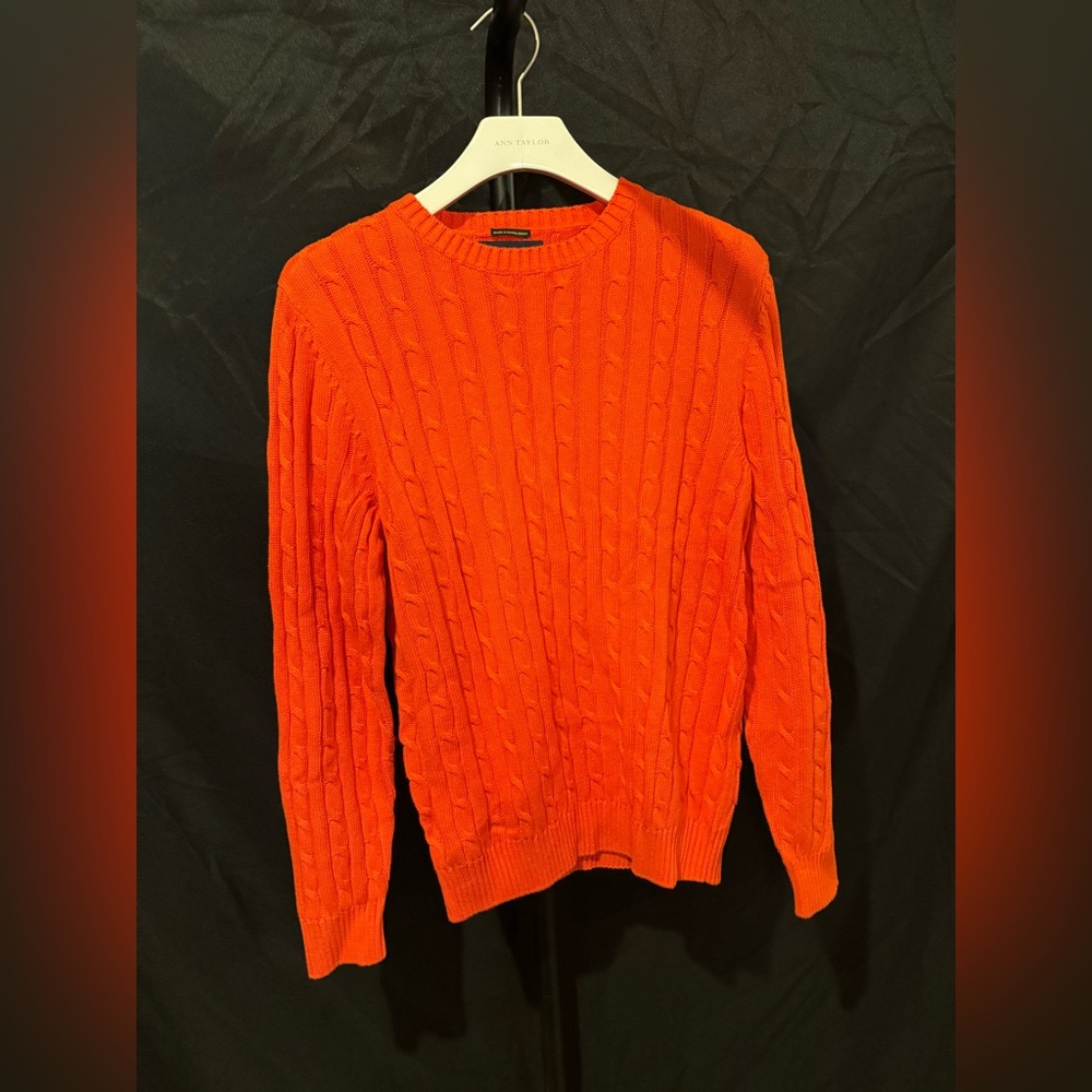 Piombo Orange Cable Knit Crewneck Sweater